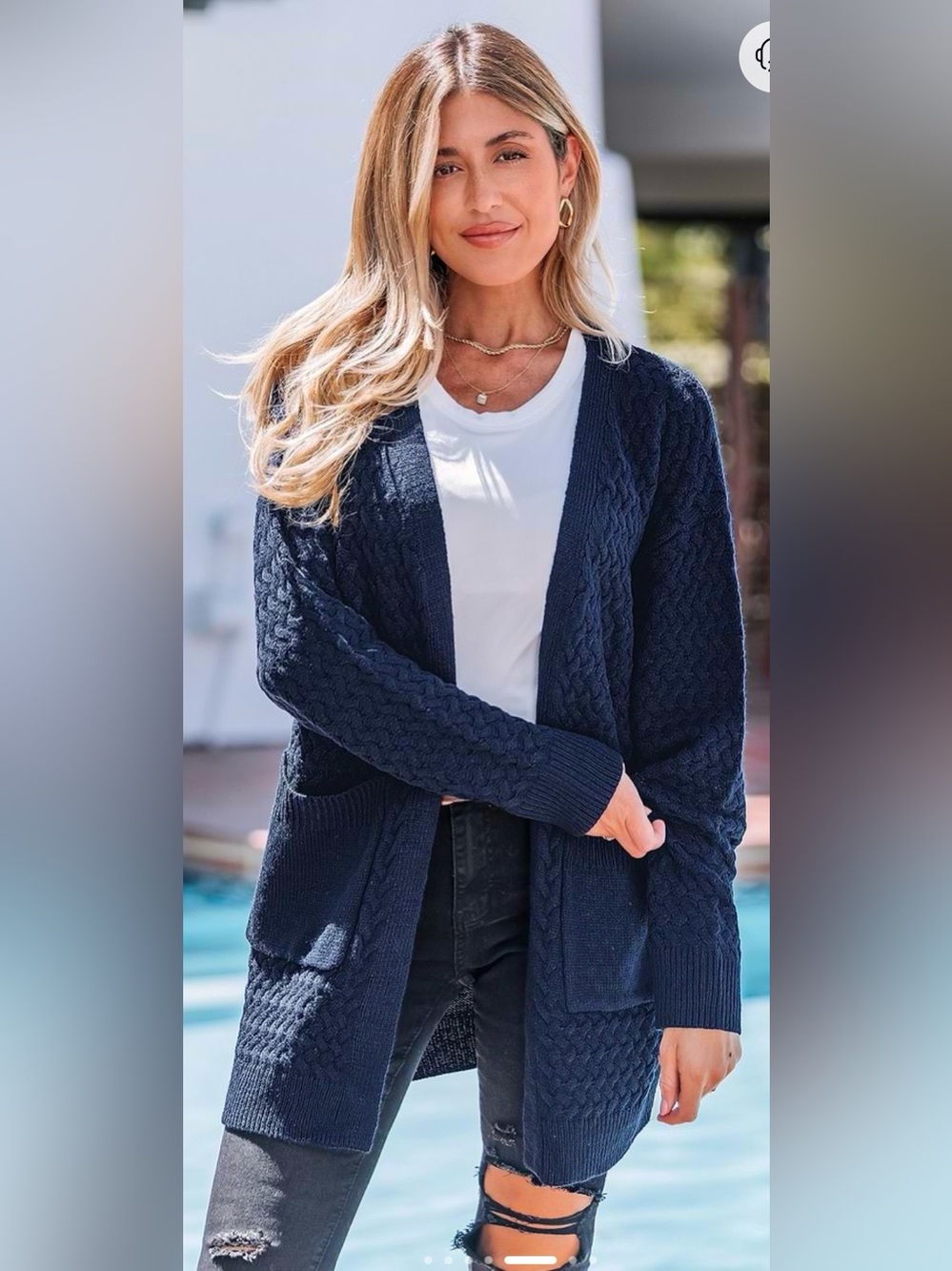 Cupshe Navy Textured Cardigan